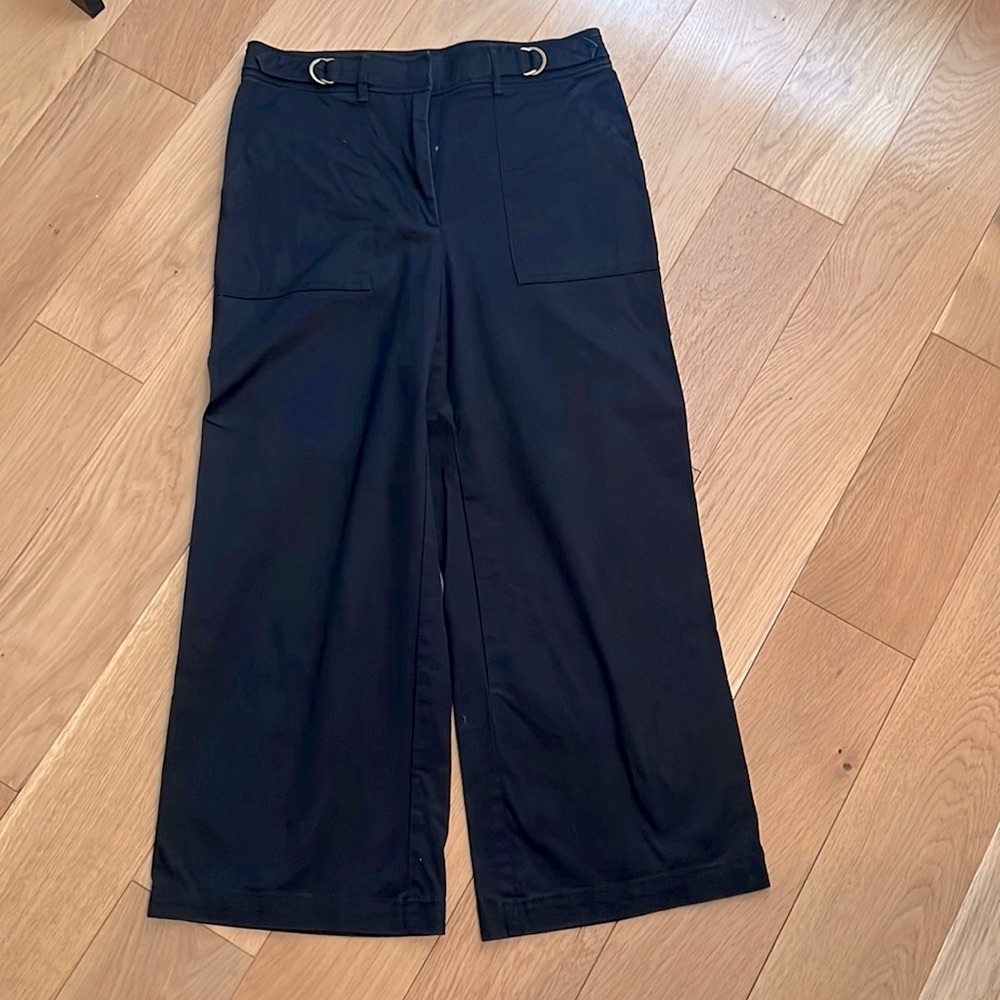 WHBM black wide leg cropped pants